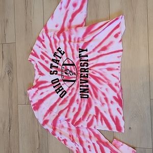 Pink ohio state tie dye cropped sweatshirt